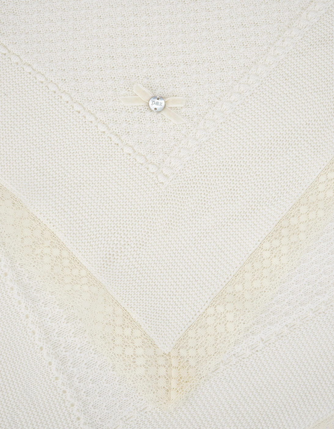 Baby Wool Knitted Shawl in Ivory (98cm)