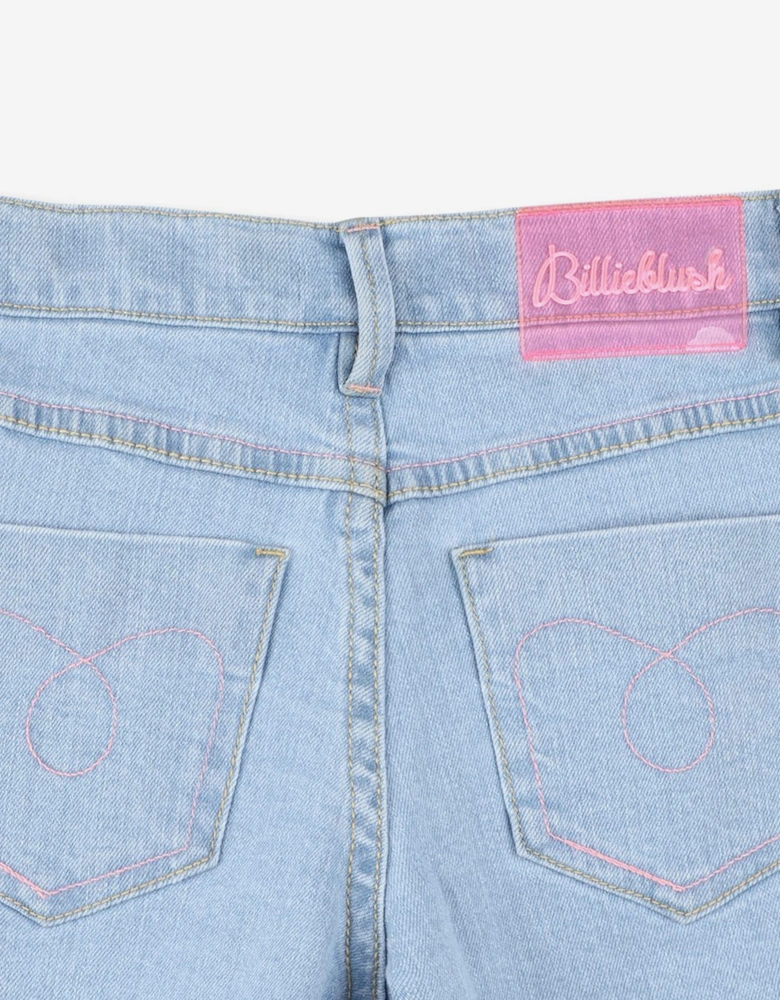 Billieblush Girls Sequin Denim Shorts in Blue