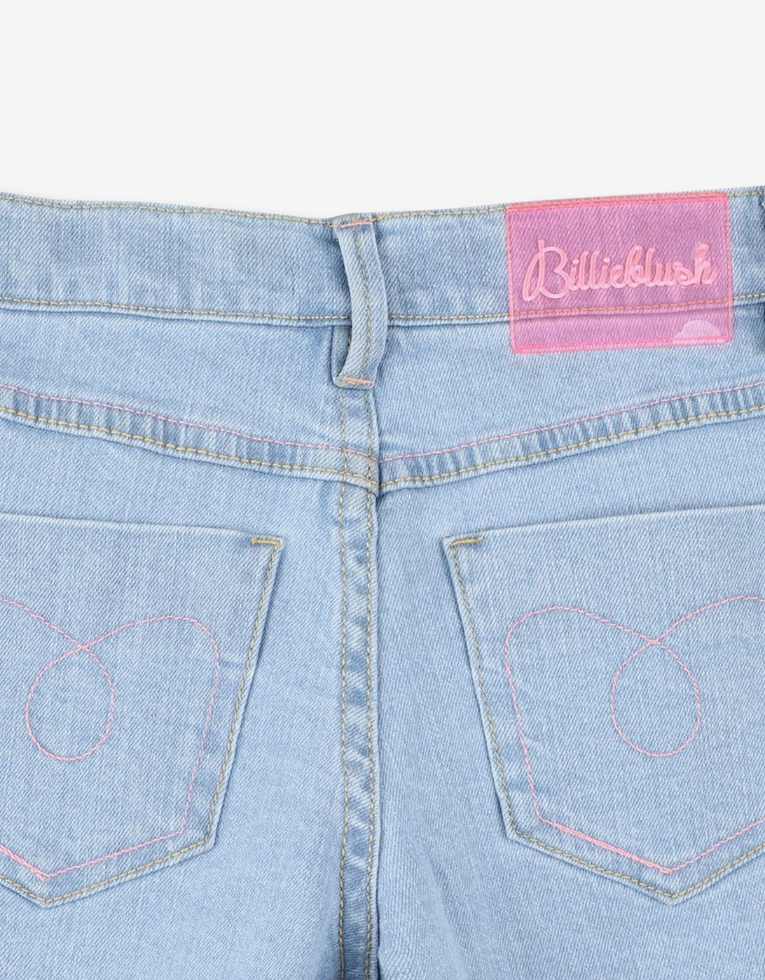Billieblush Girls Sequin Denim Shorts in Blue