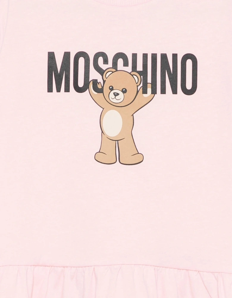 Girls Teddy Bear Logo Dress in Pink
