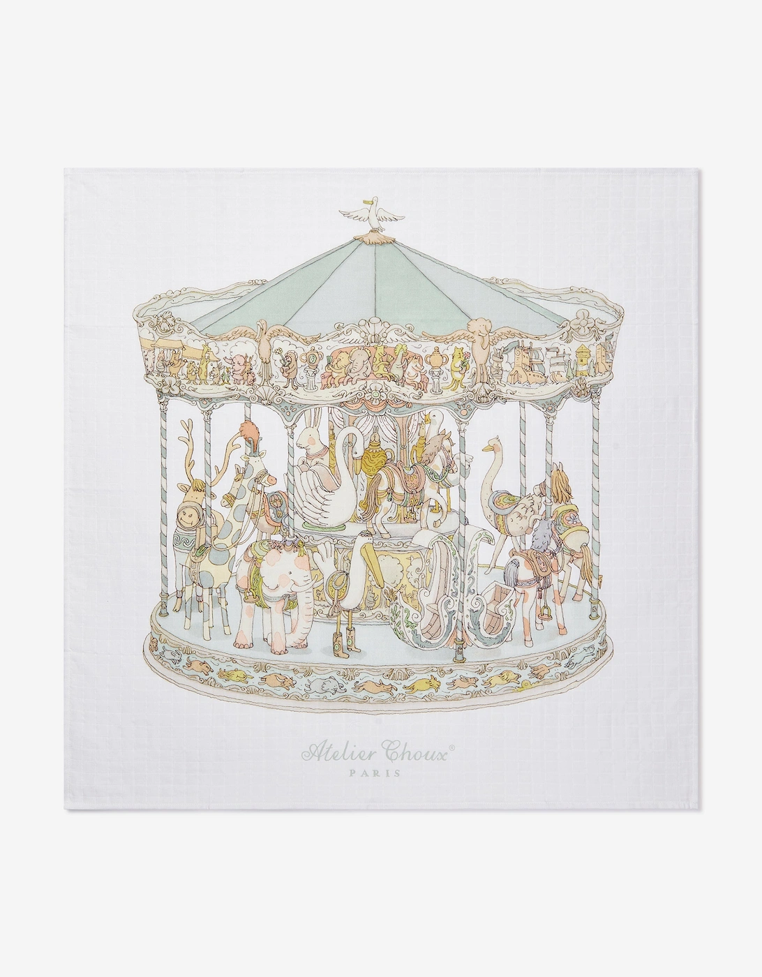 Atelier Choux Unisex White Baby Carousel Swaddle In (100Cm) - Size: One Size, Kids