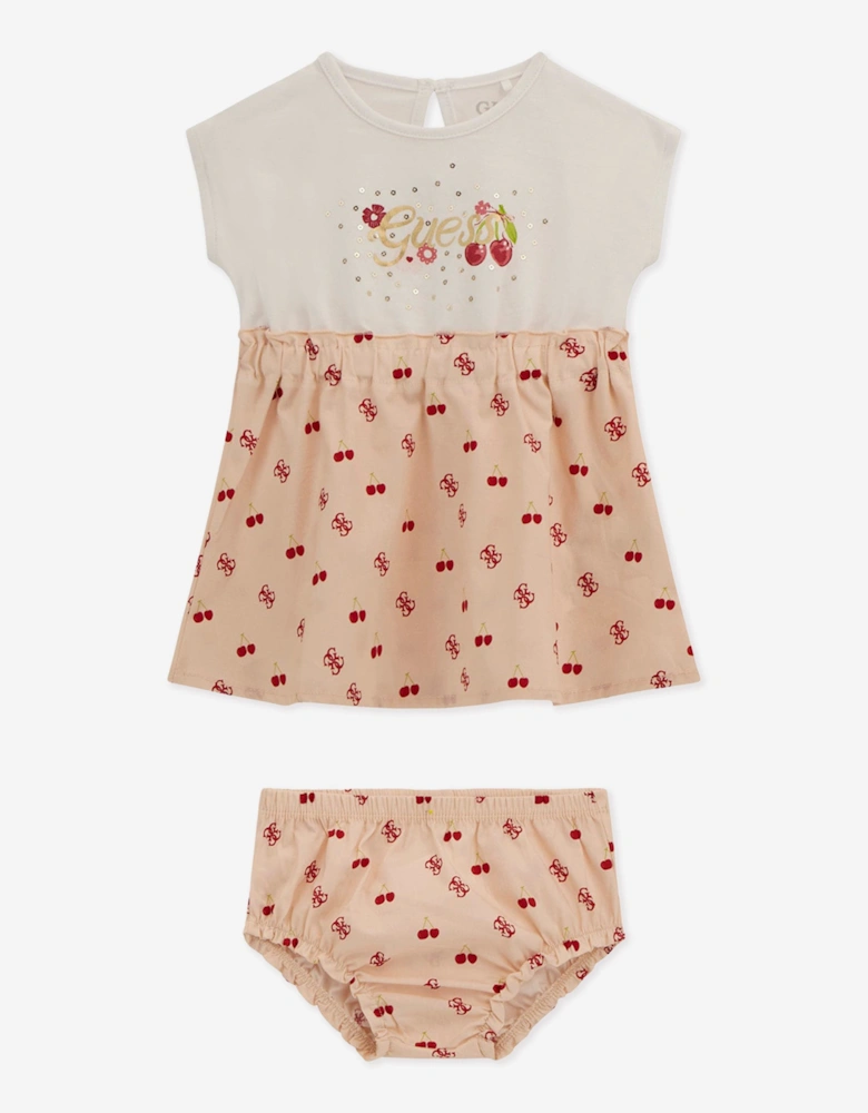 Baby Girls Cherry Dress with Knickers in Pink