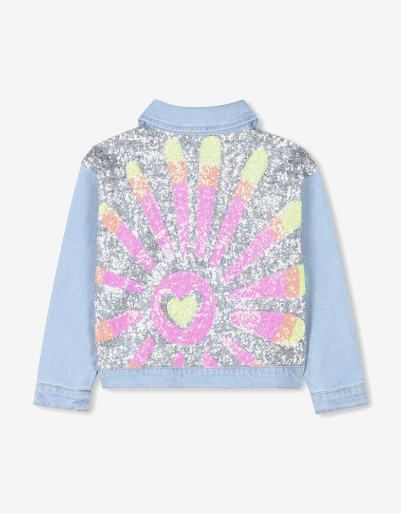 Billieblush Girls Sequin Denim Jacket in Blue