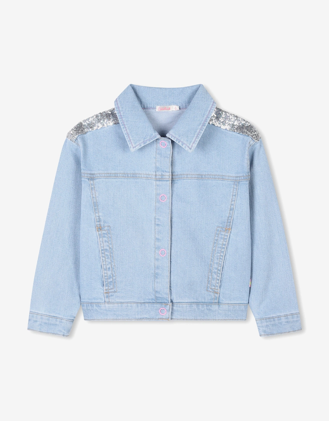 Billieblush Girls Sequin Denim Jacket in Blue, 5 of 4