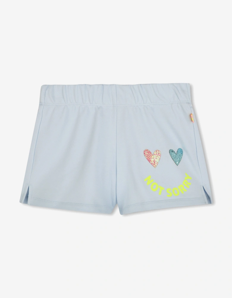 Billieblush Girls Glitter Heart Shorts in Blue