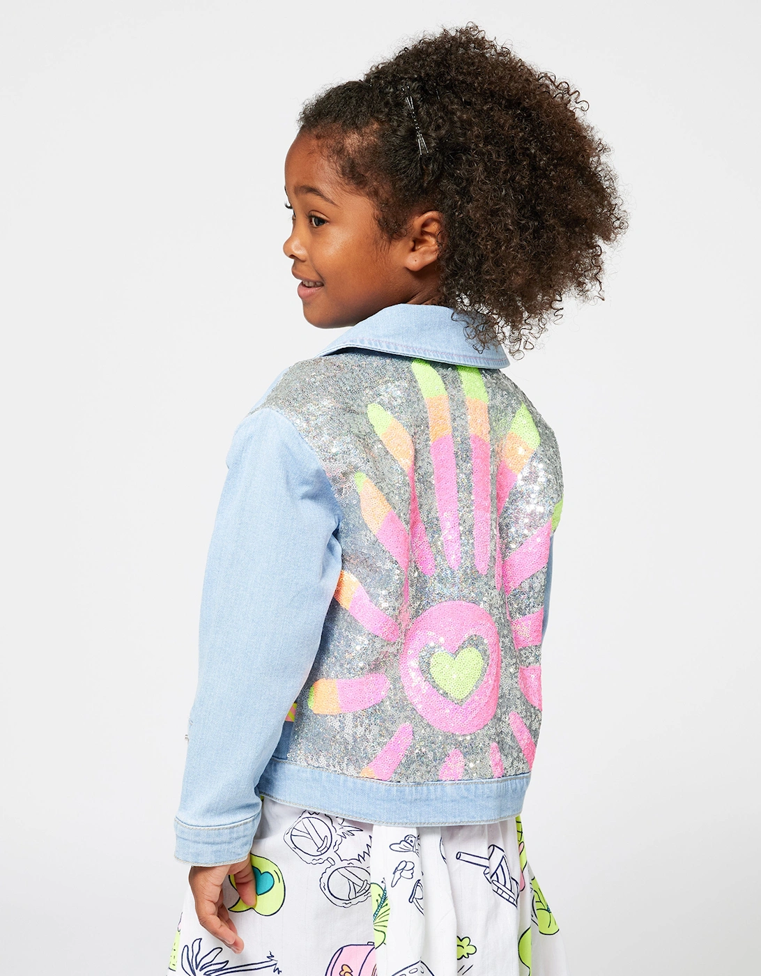 Billieblush Girls Sequin Denim Jacket in Blue