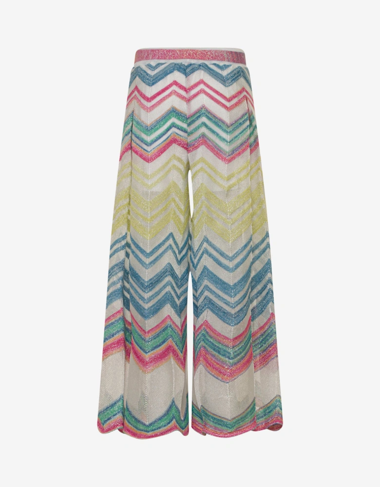 Girls Zigzag Knit Trousers in Multicolour