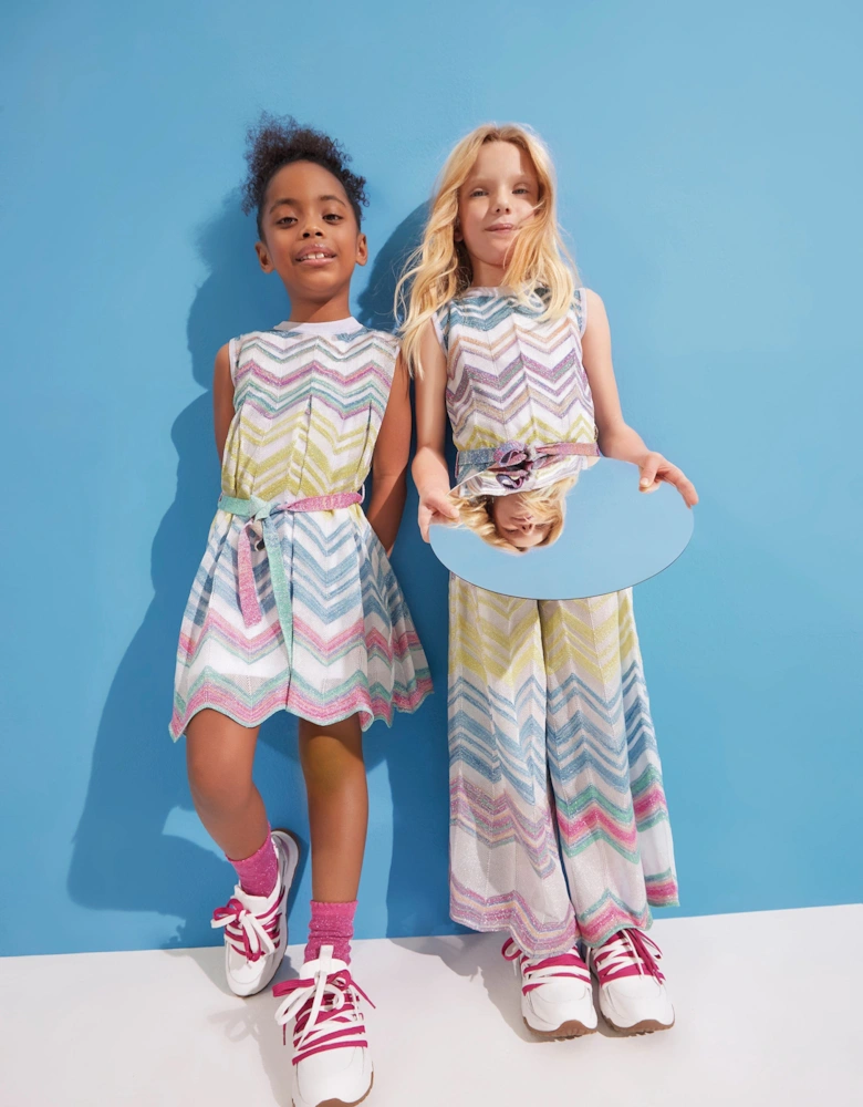 Girls Zigzag Knit Trousers in Multicolour