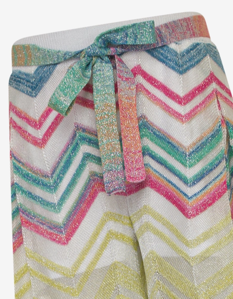Girls Zigzag Knit Trousers in Multicolour