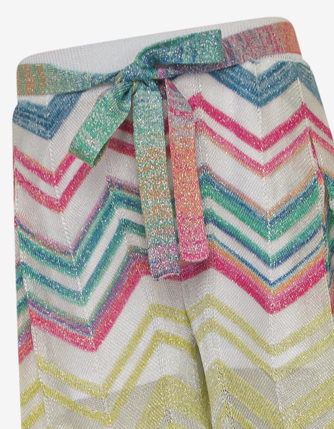 Girls Zigzag Knit Trousers in Multicolour