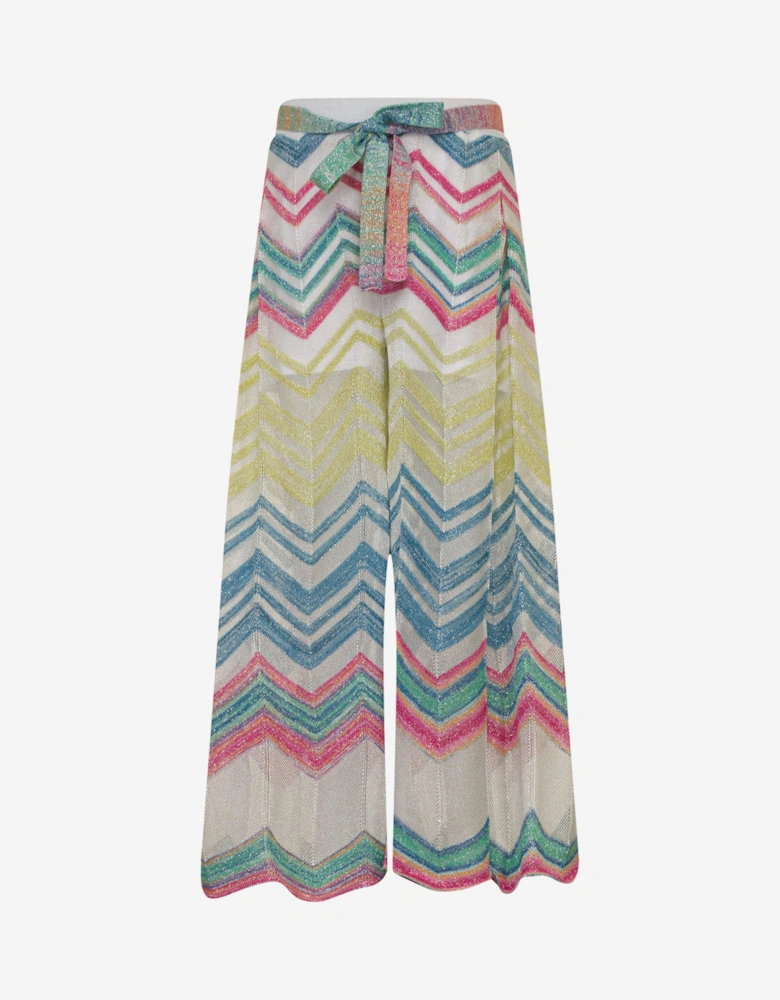 Girls Zigzag Knit Trousers in Multicolour