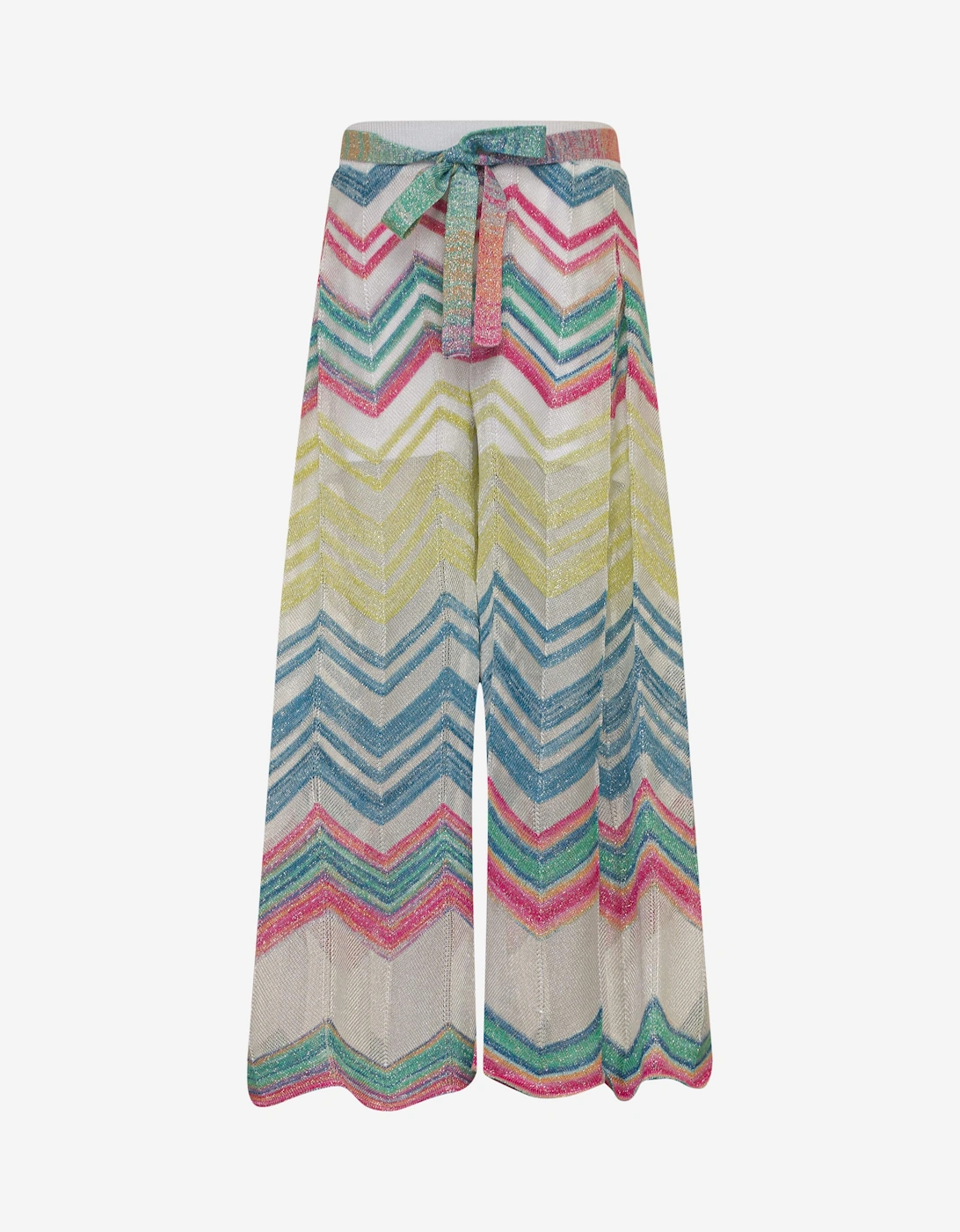 Girls Zigzag Knit Trousers in Multicolour, 6 of 5