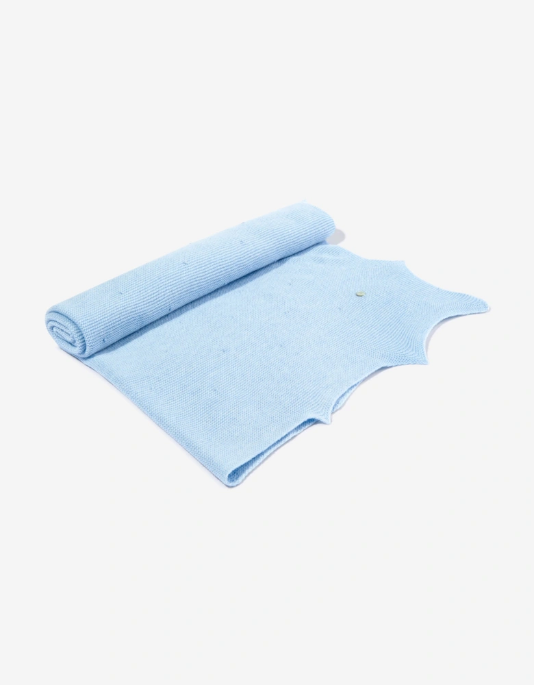 Baby Boys Wool Knitted Shawl in Blue (105cm)