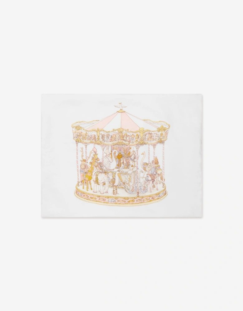 Girls Carousel Satin Cushion in Pink (40 cm x 30 cm)