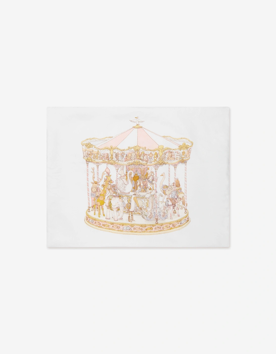 Girls Carousel Satin Cushion in Pink (40 cm x 30 cm)