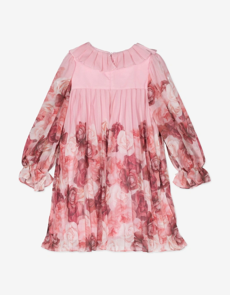 Girls Floral Chiffon Dress in Pink