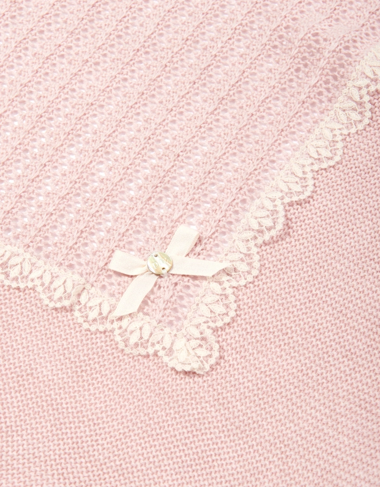 Baby Girls Knitted Shawl in Pink (98cm)