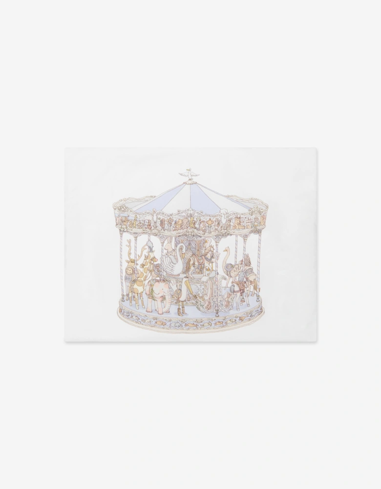 Boys Carousel Satin Cushion in Blue (40 cm x 30 cm)