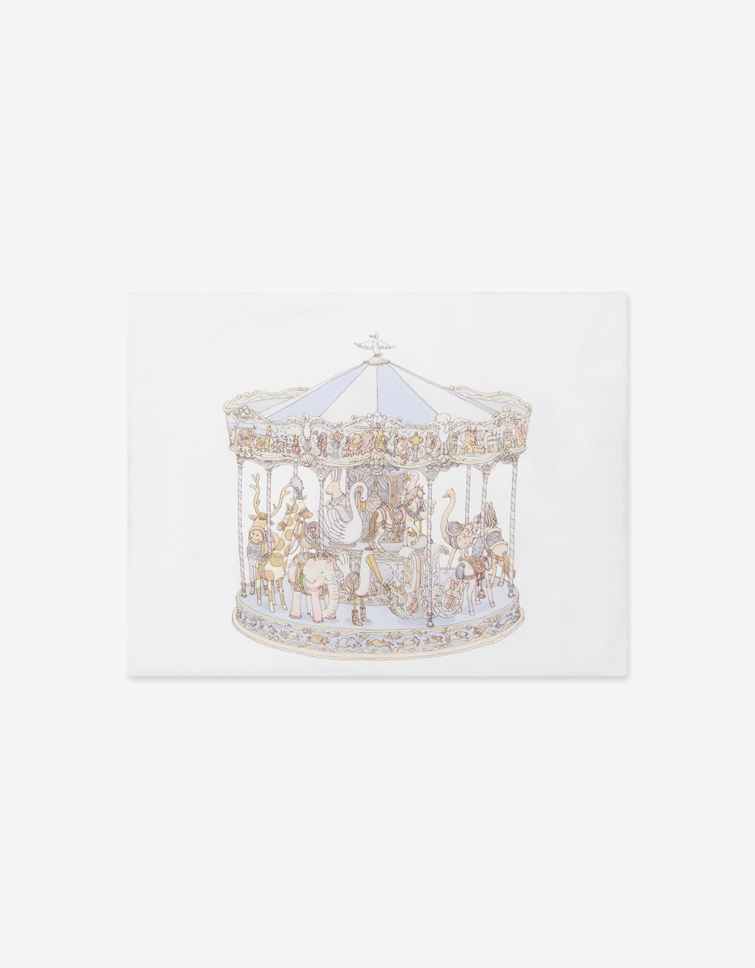 Boys Carousel Satin Cushion in Blue (40 cm x 30 cm)
