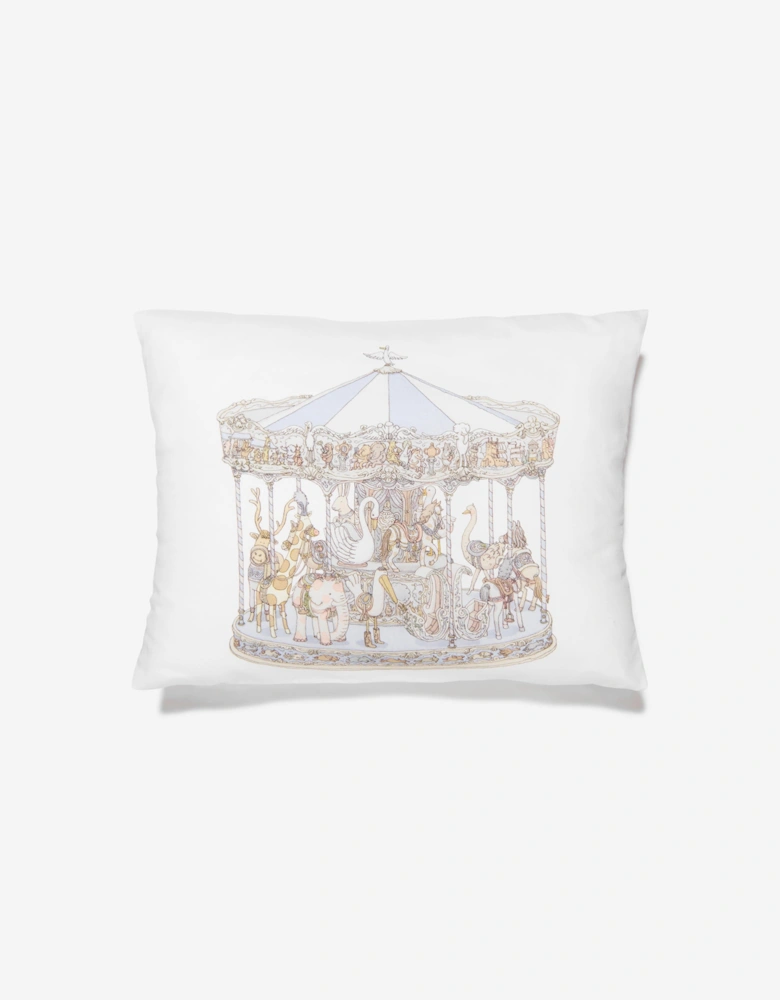 Boys Carousel Satin Cushion in Blue (40 cm x 30 cm)
