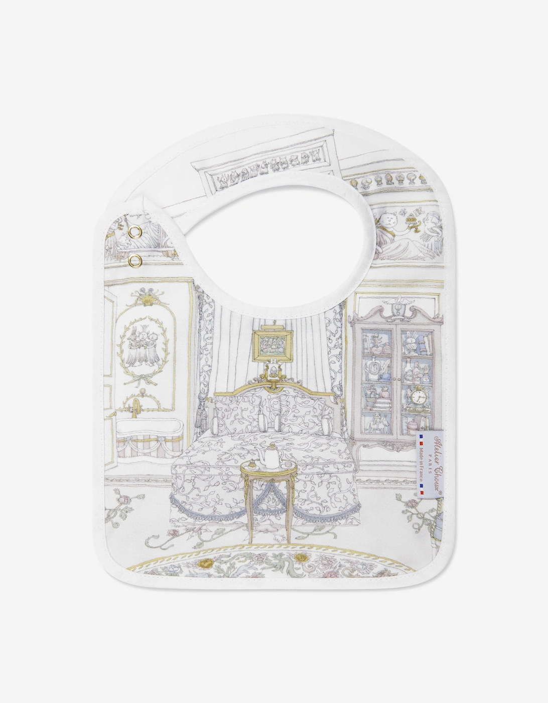 Baby French Bedroom Satin Bib in Multicolour