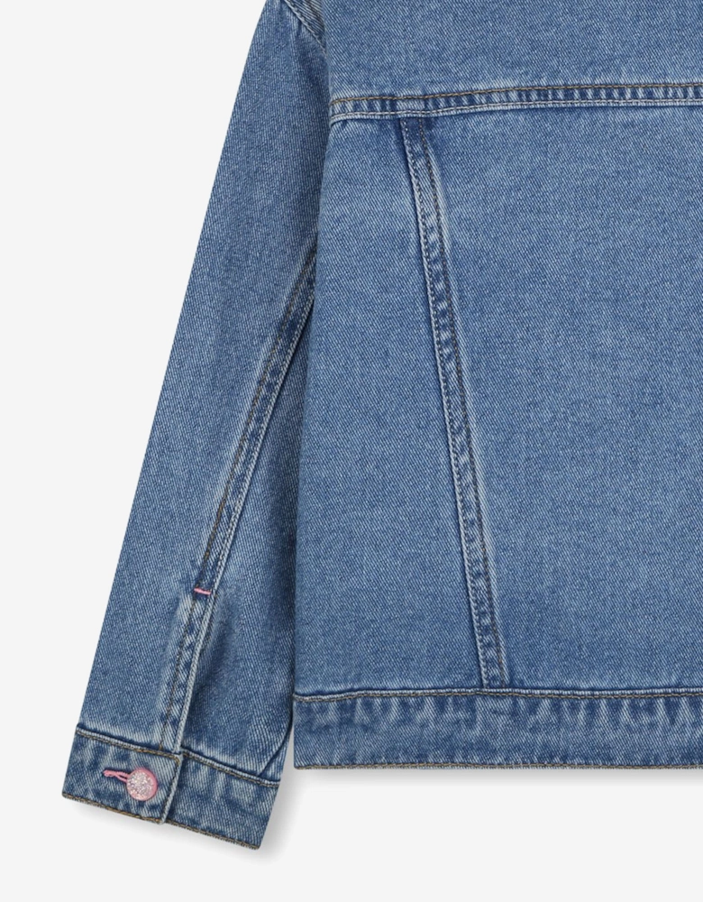 Billieblush Girls Sequin Pocket Denim Jacket in Blue