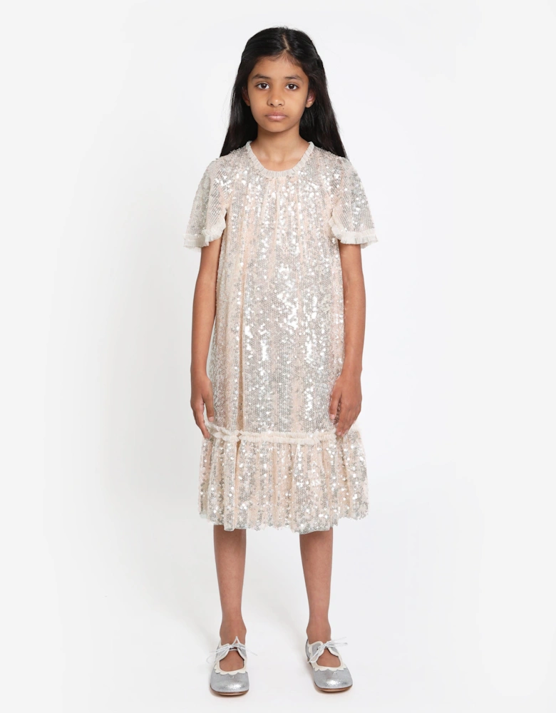 Girls Mila Gloss Dress in Cream