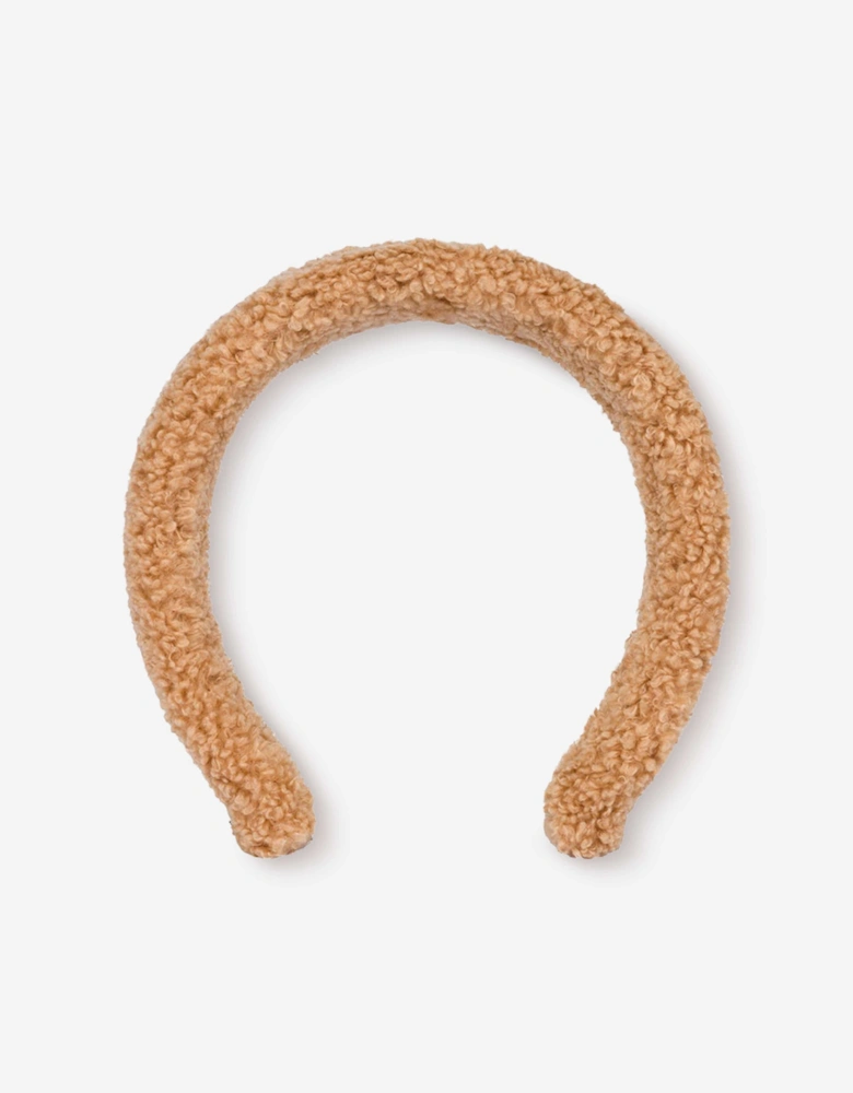 Girls Teddy Fleece Headband in Brown