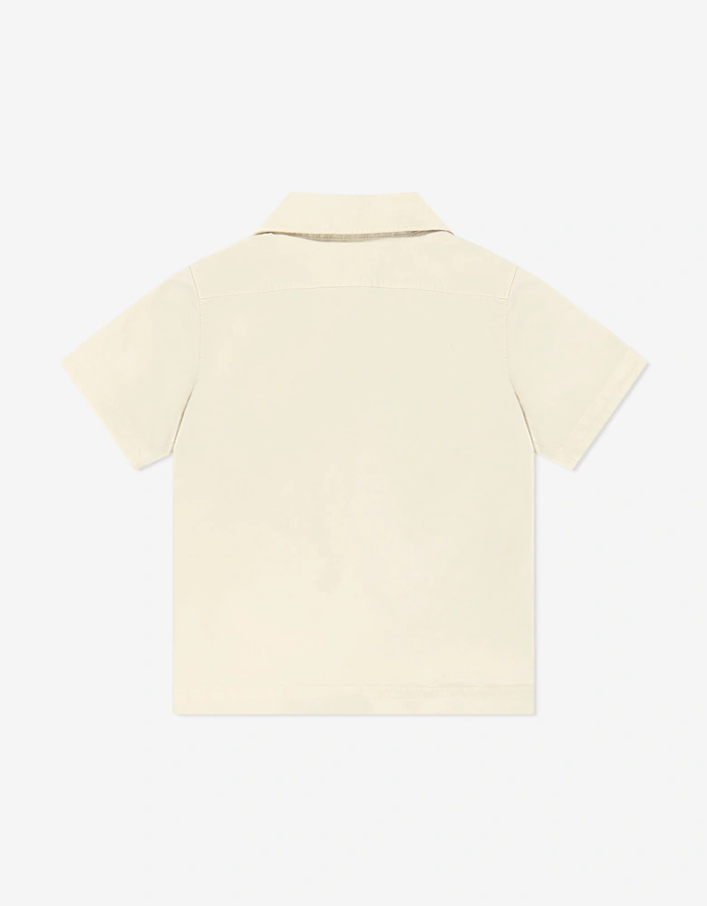Boys Logo Pocket Shirt in Beige