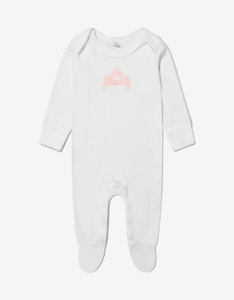 Baby Girls Organic Cotton Crown Babygrow And Muslin Set