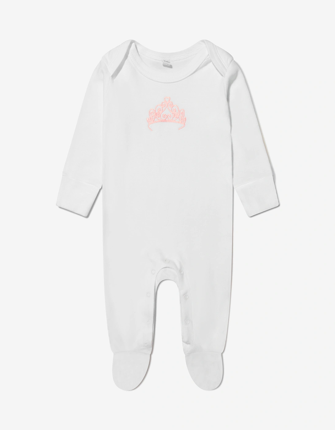 Baby Girls Organic Cotton Crown Babygrow And Muslin Set