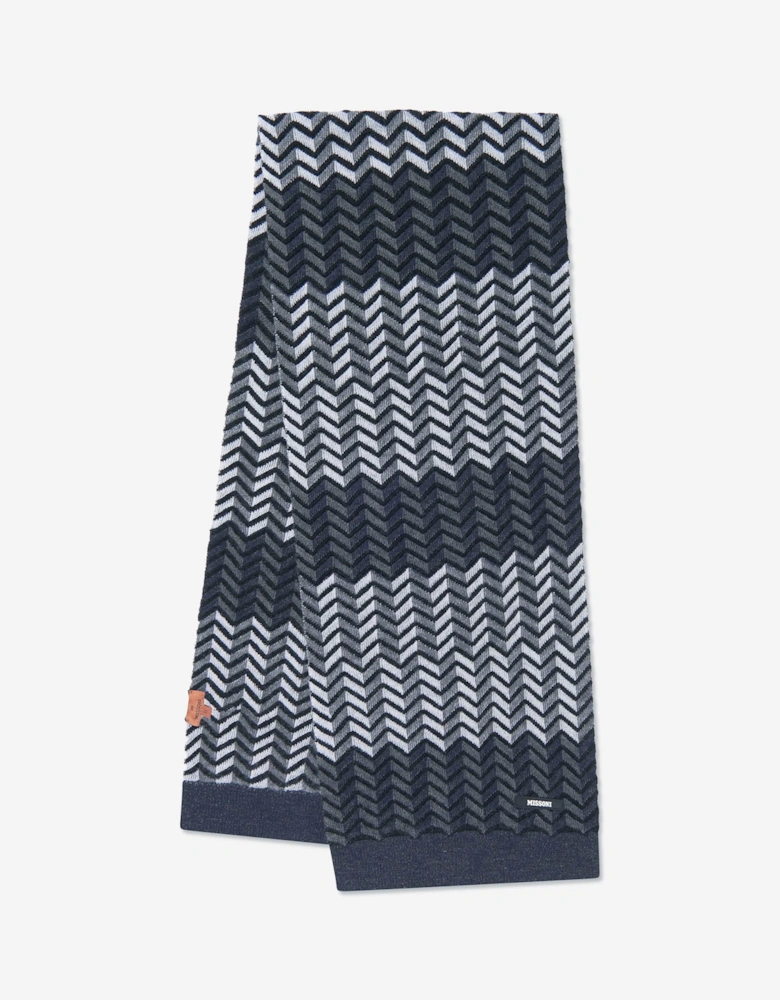 Boys Wool Zigzag Scarf in Black