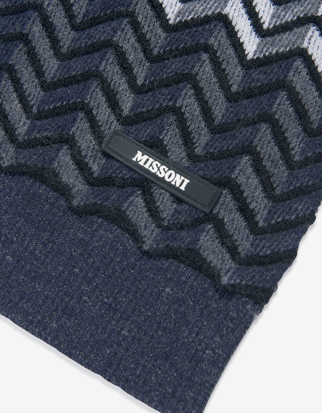 Boys Wool Zigzag Scarf in Black
