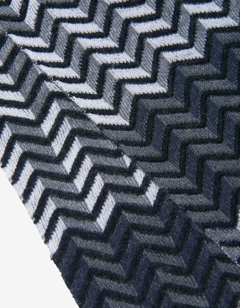 Boys Wool Zigzag Scarf in Black