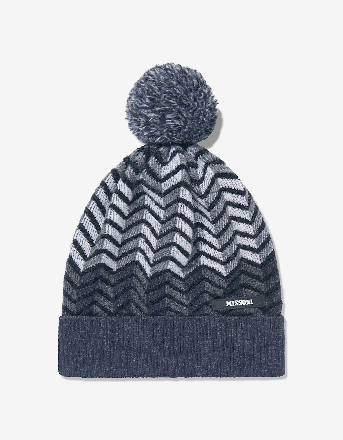 Boys Wool Zigzag Bobble Hat in Black, 5 of 4