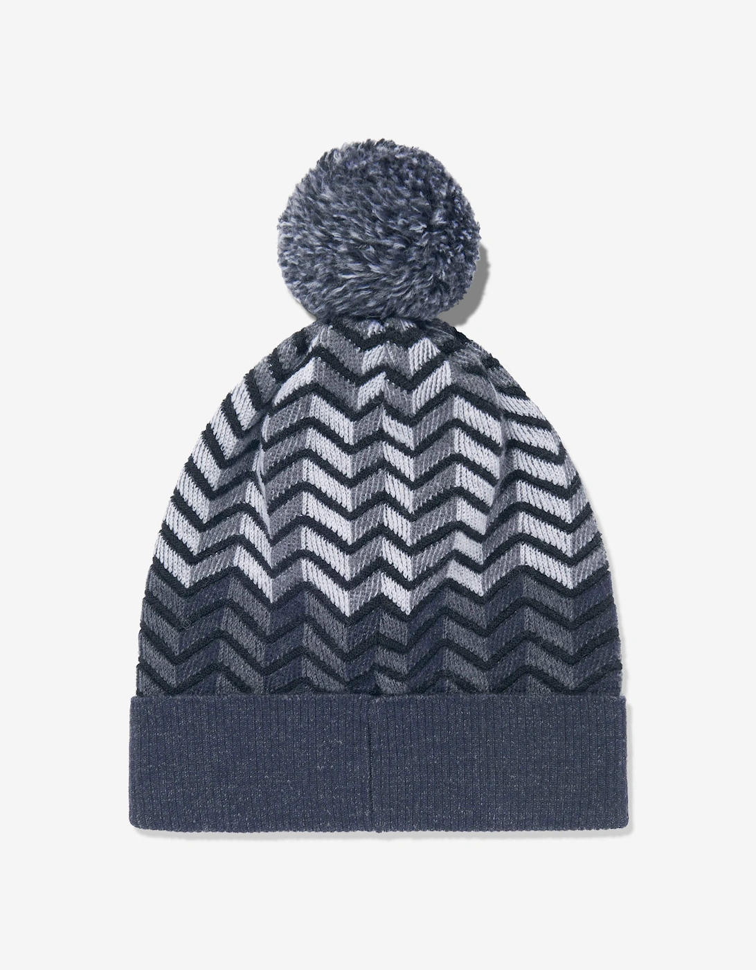 Boys Wool Zigzag Bobble Hat in Black