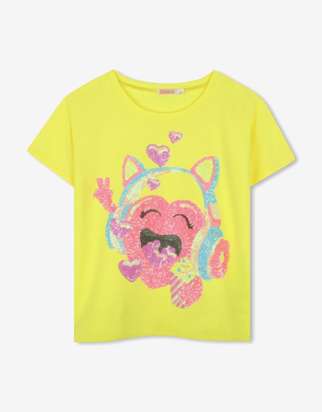 Billieblush Girls Sequin Illustrated T-Shirt in Yellow, 5 of 4