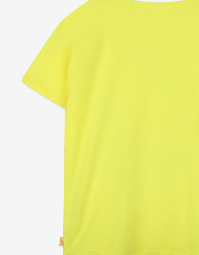 Billieblush Girls Sequin Illustrated T-Shirt in Yellow