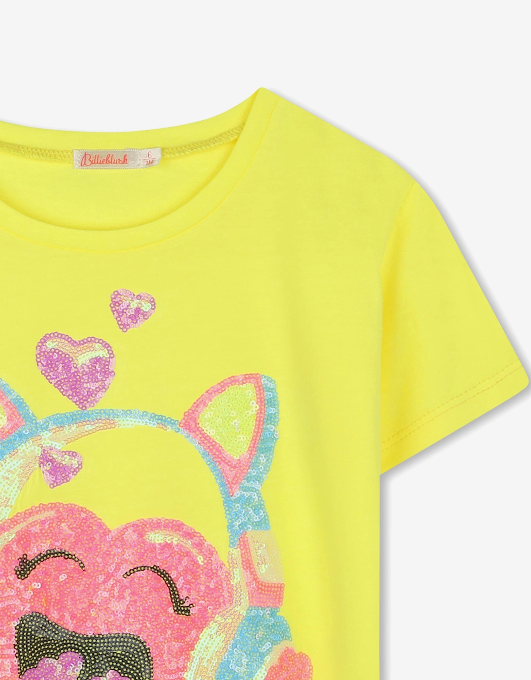 Billieblush Girls Sequin Illustrated T-Shirt in Yellow