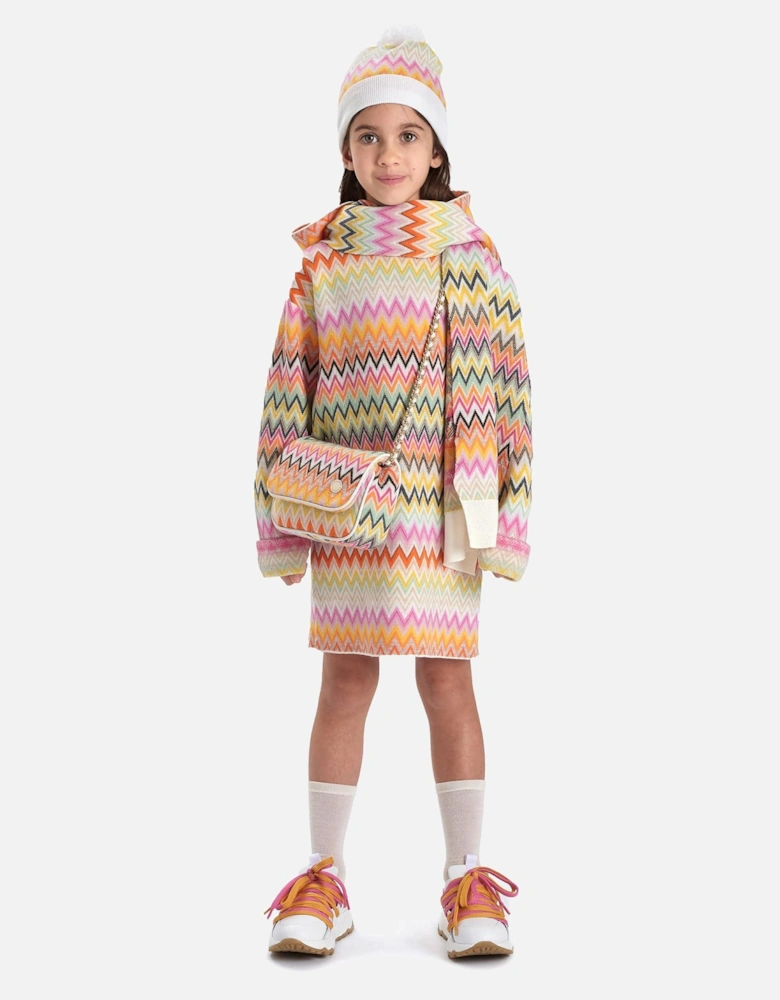 Girls Zigzag Bobble Hat in Multicolour