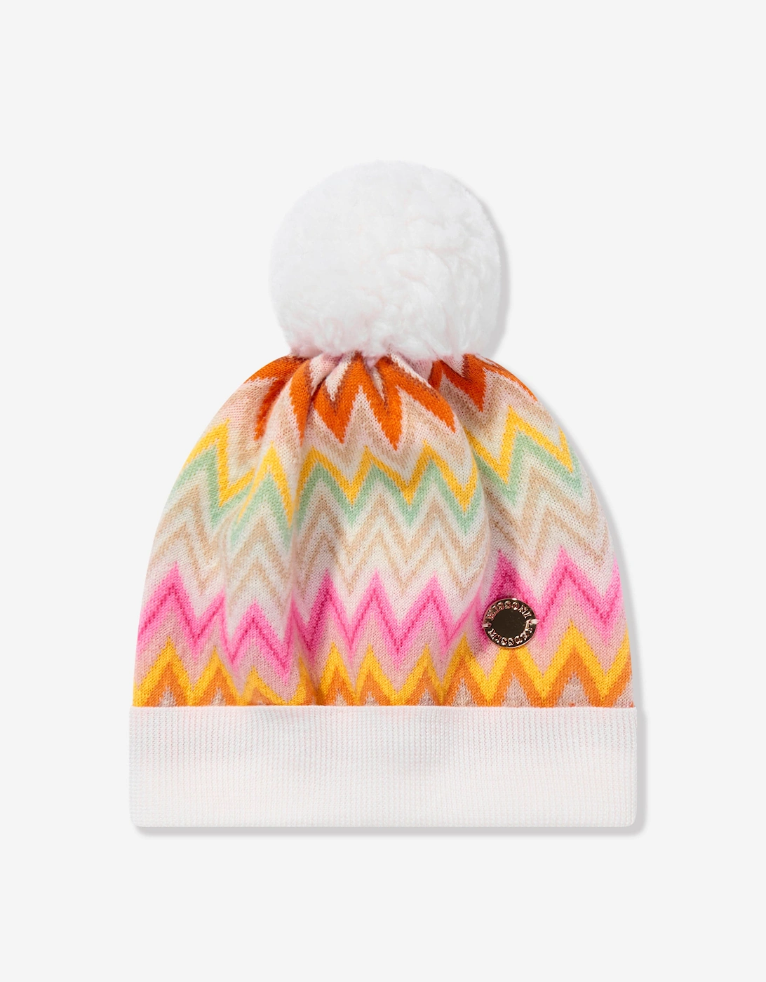 Girls Zigzag Bobble Hat in Multicolour, 6 of 5