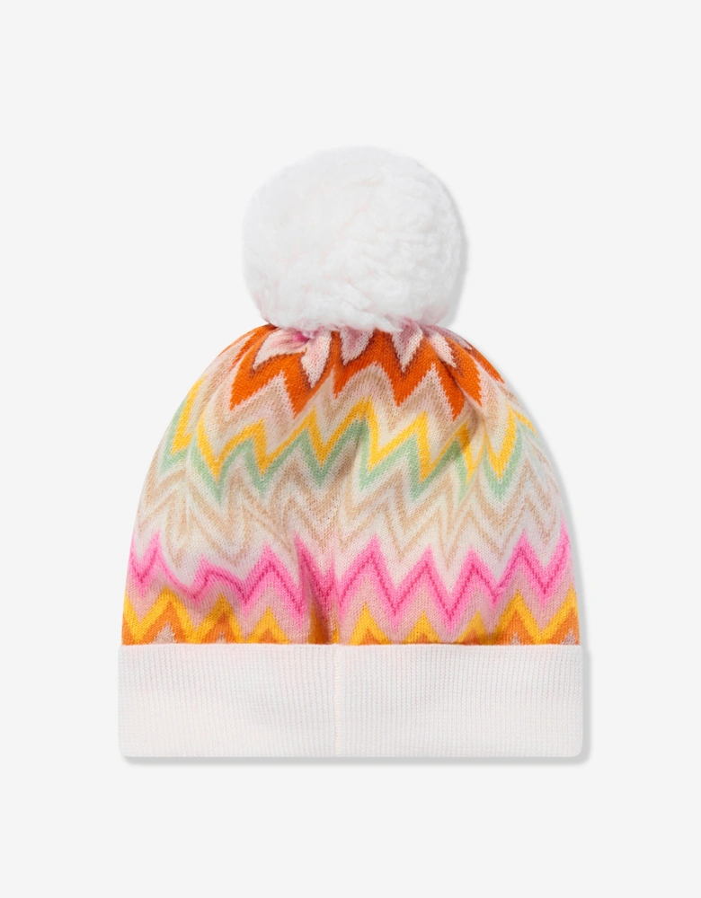 Girls Zigzag Bobble Hat in Multicolour