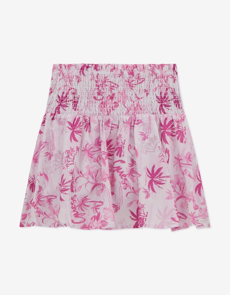 Girls Palm Tree Mini Skirt in Pink