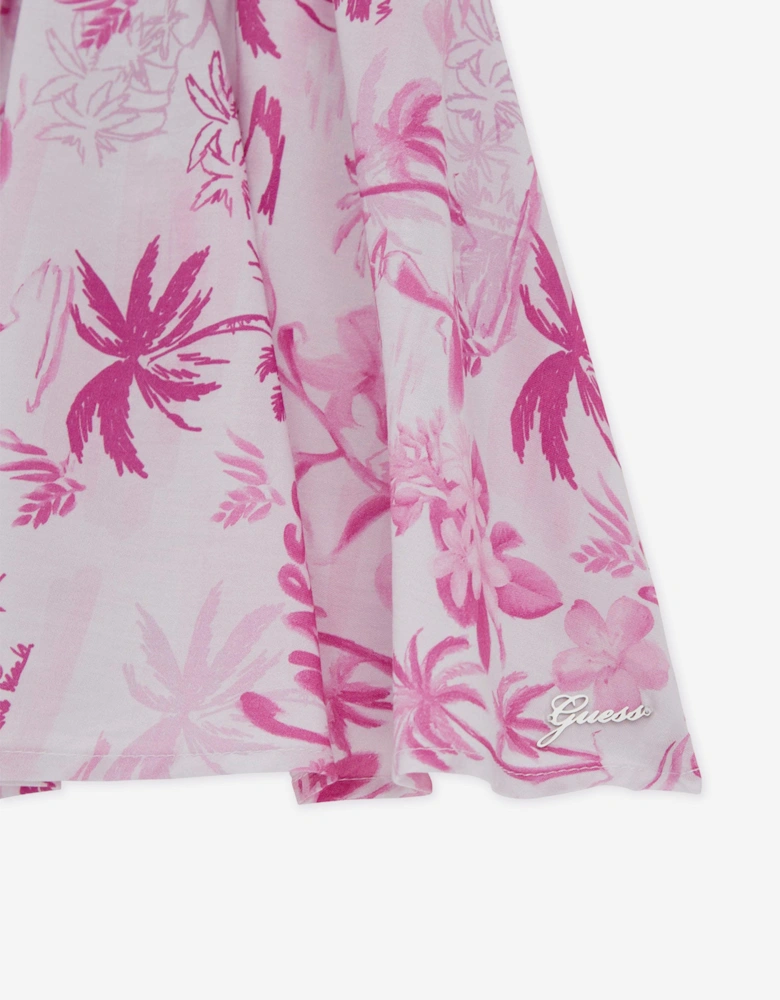 Girls Palm Tree Mini Skirt in Pink