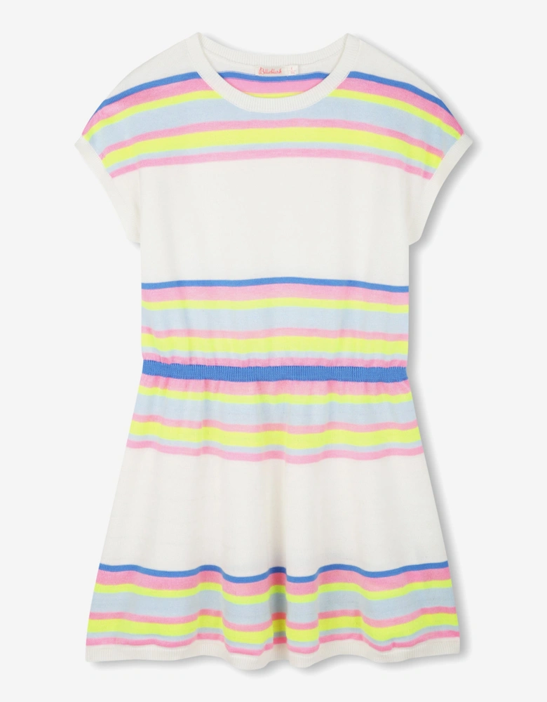 Billieblush Girls Striped Knitted Dress in Ivory
