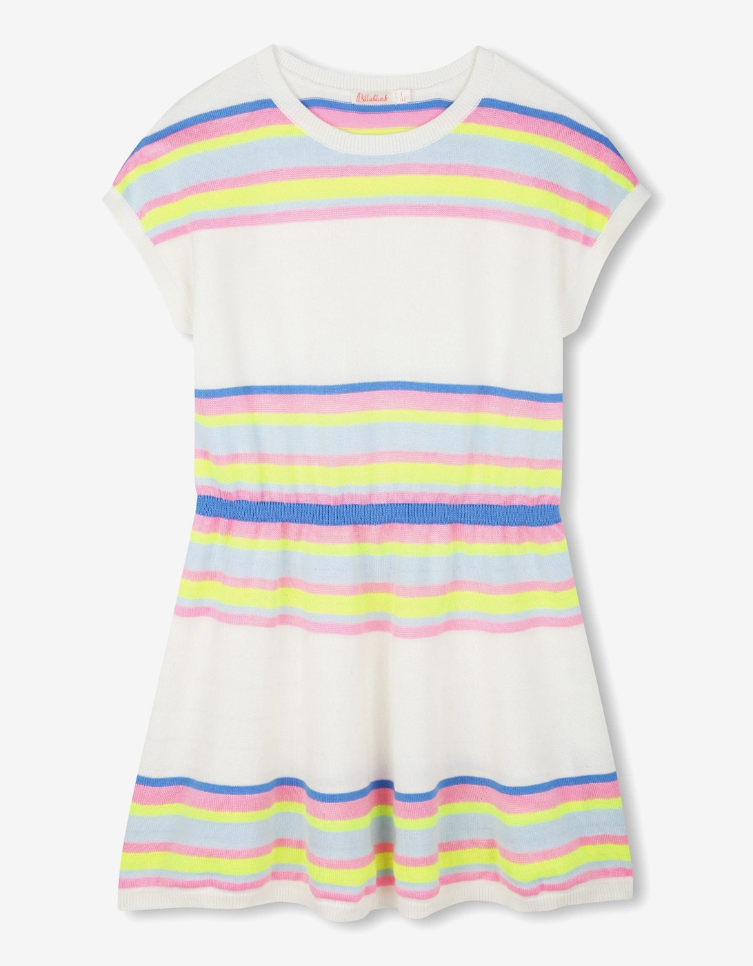 Billieblush Girls Striped Knitted Dress in Ivory, 5 of 4