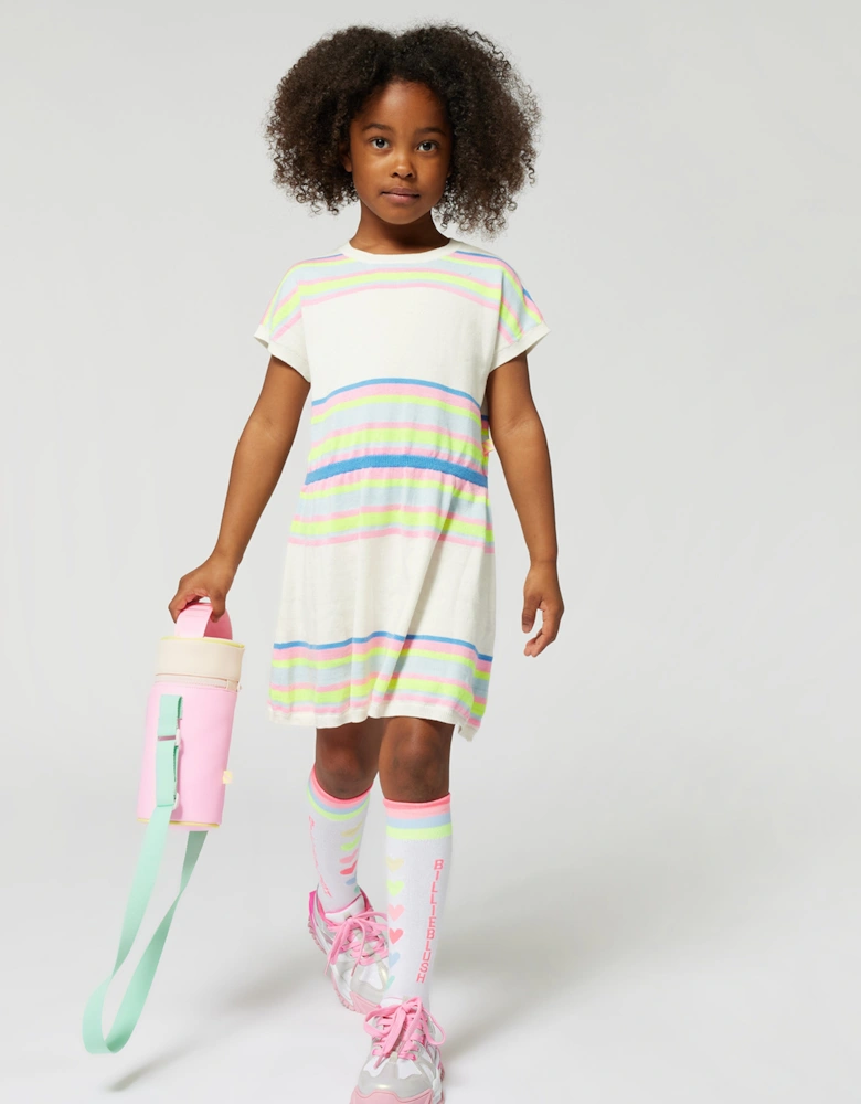 Billieblush Girls Striped Knitted Dress in Ivory