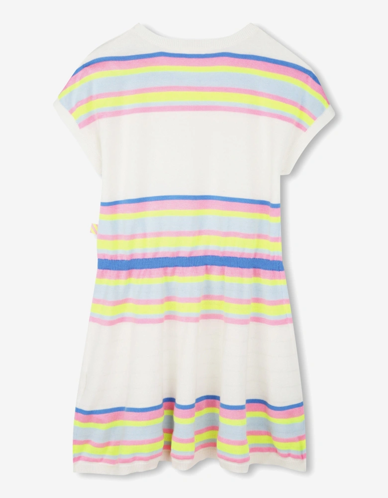 Billieblush Girls Striped Knitted Dress in Ivory