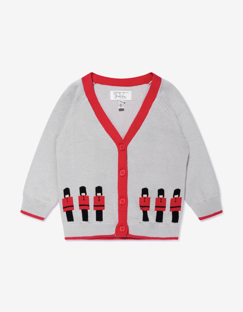 Baby Boys Soldier Intarsia Cardigan in Grey