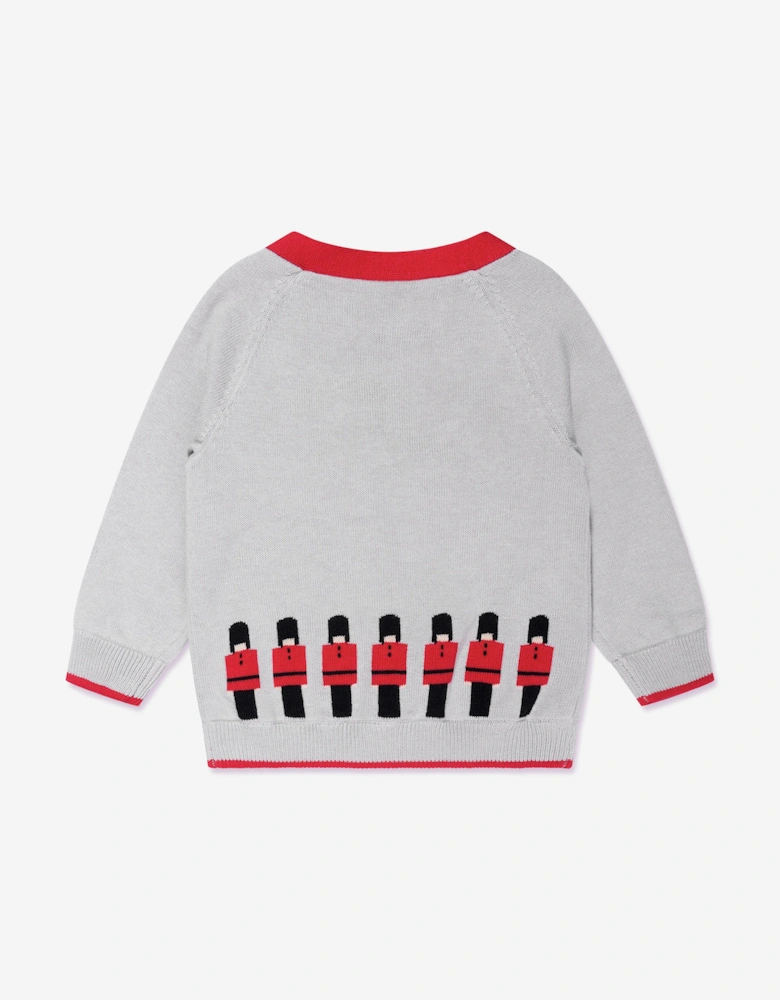 Baby Boys Soldier Intarsia Cardigan in Grey